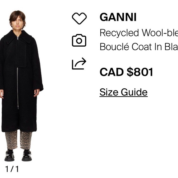 Ganni Black Bouclé Coat - Picture 5 of 5